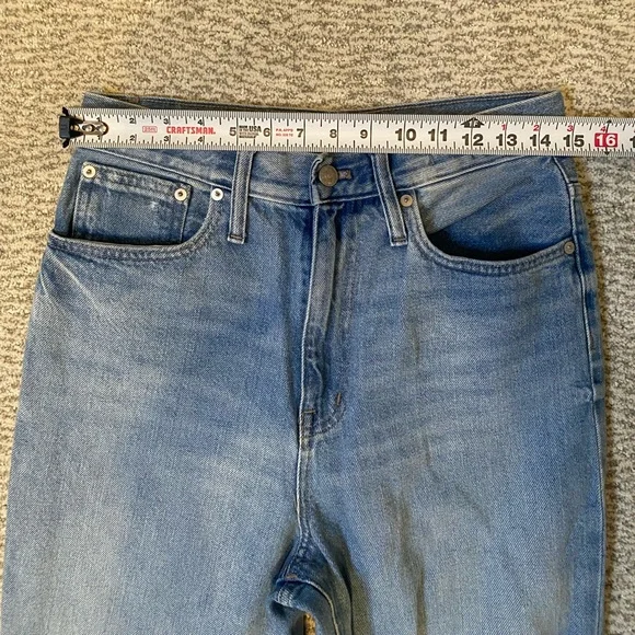 Madewell The Momjean Size 27 Distressed High Rise Straight Leg Jeans - Picture 6 of 9